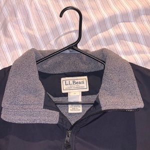 Black men's large LL Bean Bomber Warm-up Jacket Fleece Lined